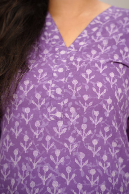 Lavender Pure Mul Cotton Co-ord Set (Set of 2) | Looms & Tassels
