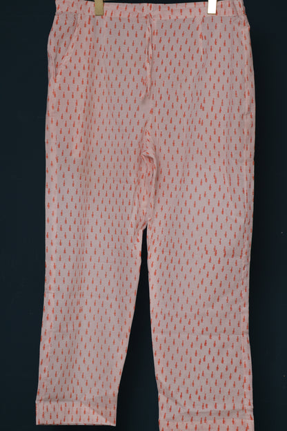 Pastel Orange Handblock printed kota 3 piece suit (stitched)