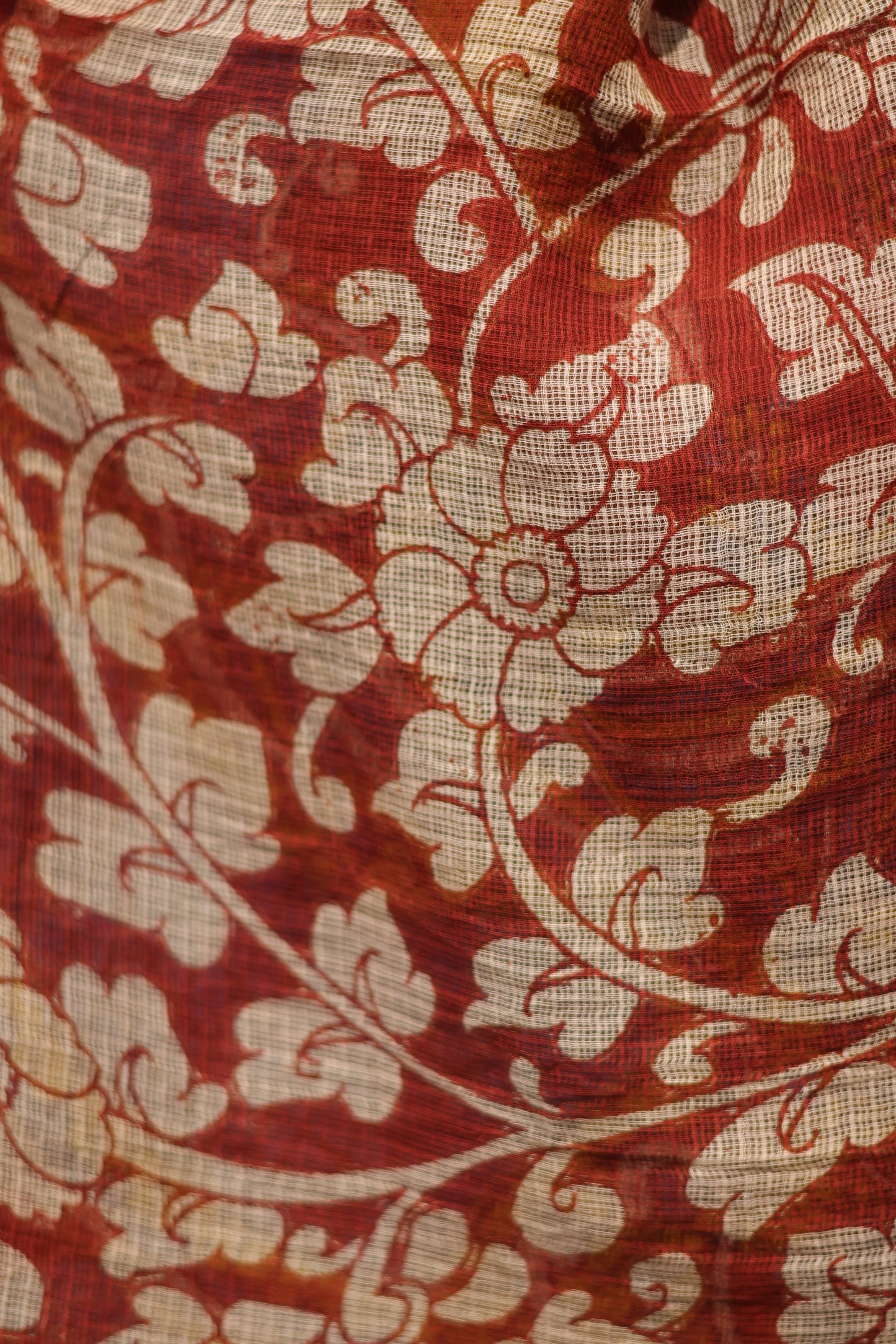 Pure Kota Doria Saree with Bagru Handblock Prints – Cream | Looms&Tassels