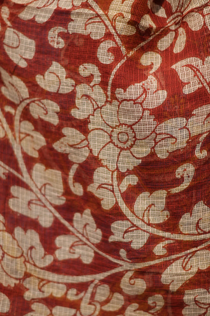 Pure Kota Doria Saree with Bagru Handblock Prints – Cream | Looms&Tassels