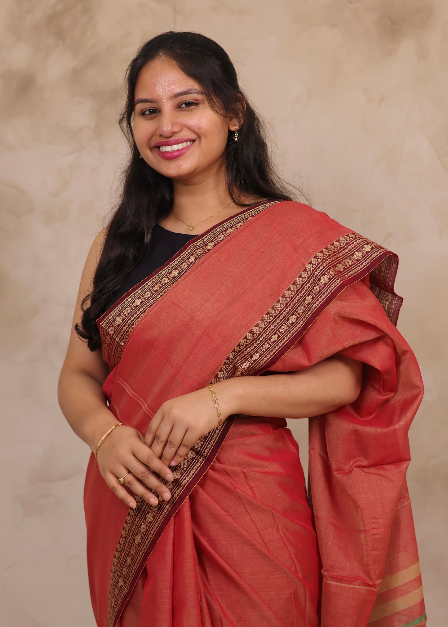 Onion Pink Narayanpet Cotton Saree | Looms & Tassels