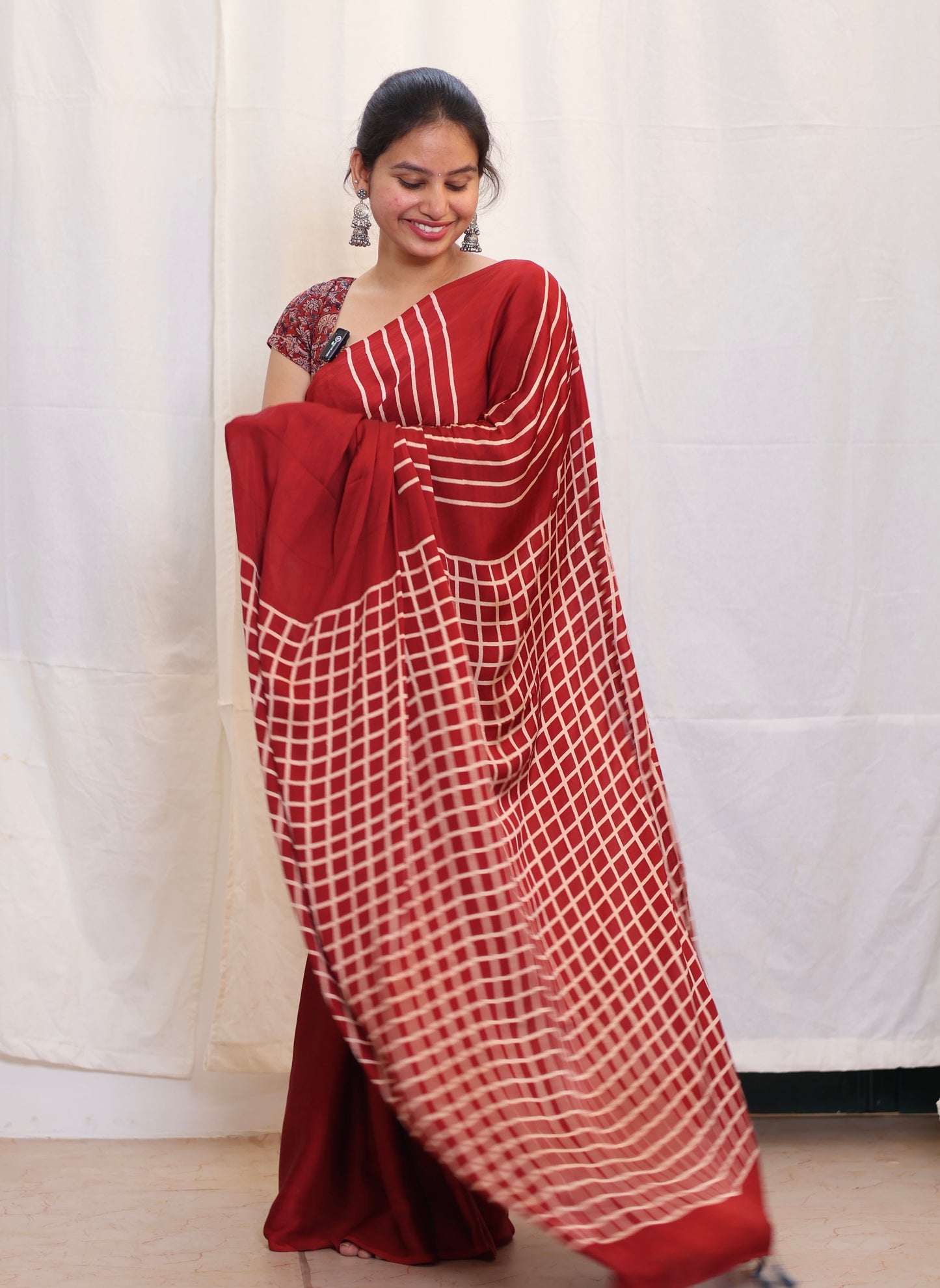 Ajrakh Modal Silk Saree