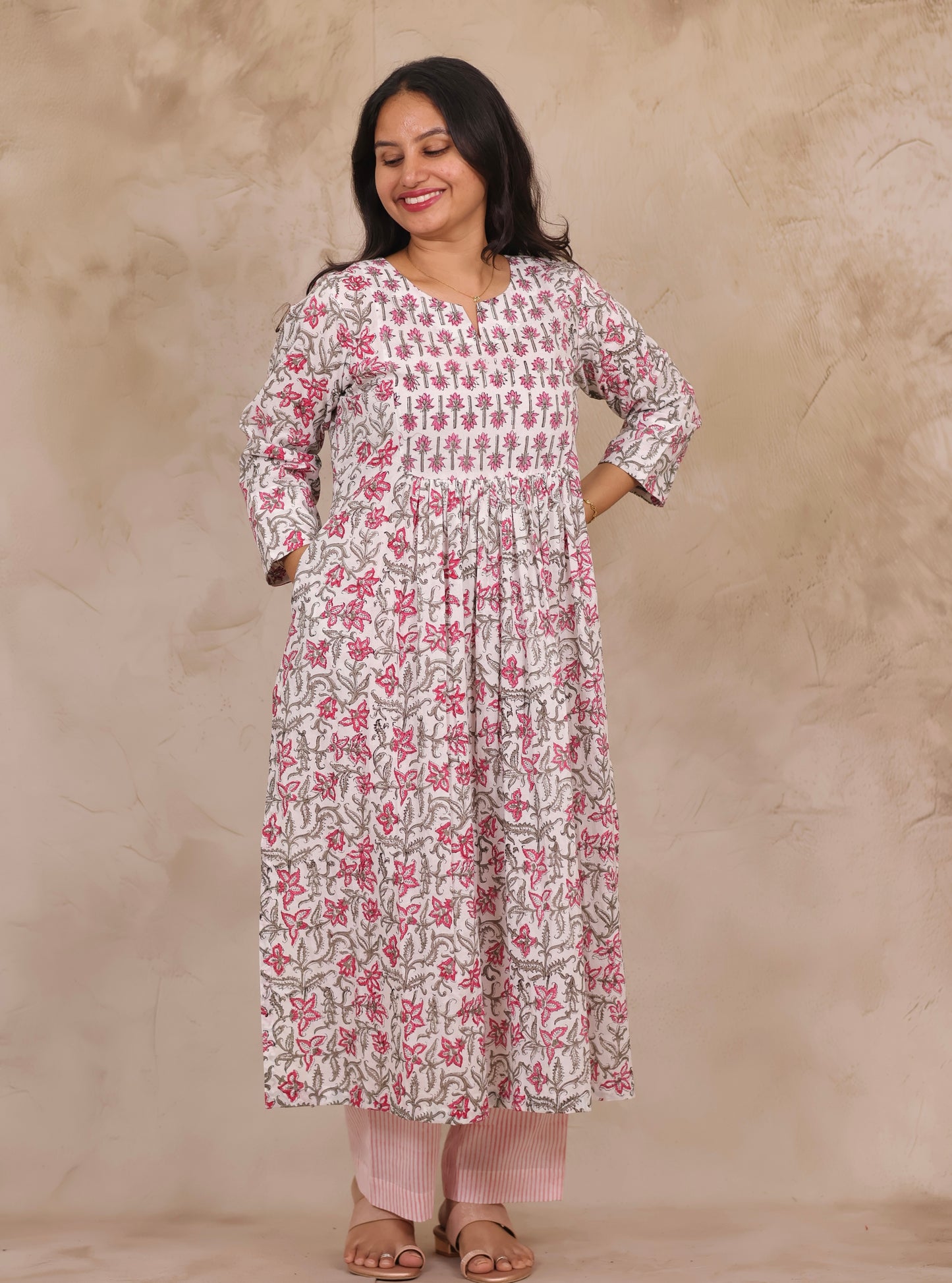 White Pure Mul Cotton Aline Kurta Set (Set of 2) | Looms & Tassels