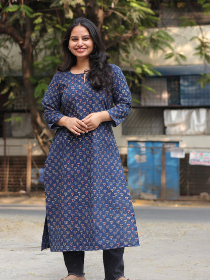 Ajrakh Hand Block Printed Kurti | Looms & Tassels