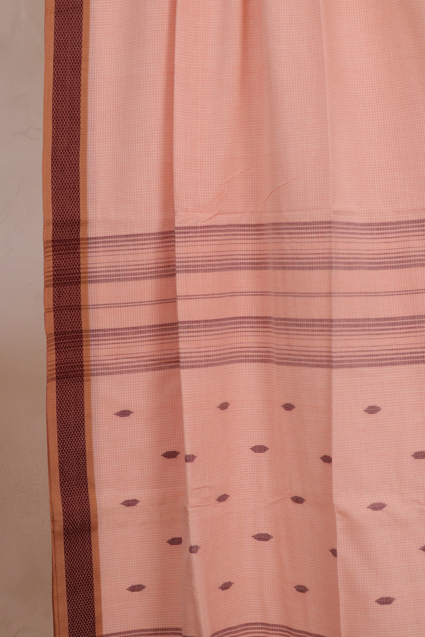 Pure Handwoven Jamdhani checks butta Malai Cotton Saree