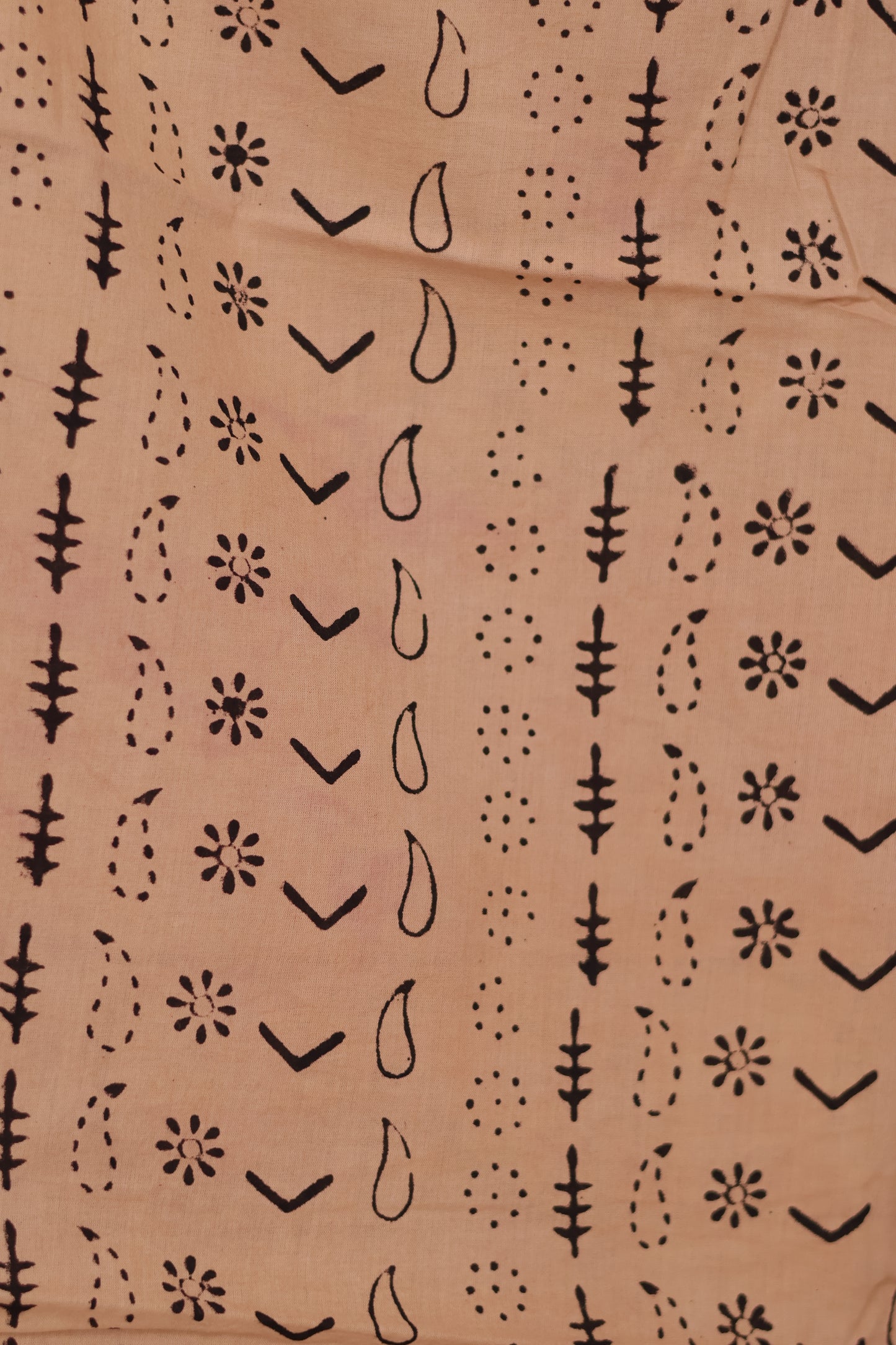Brick Red & Cream Bagru Handblock printed MulMul cotton saree | Looms & Tassels