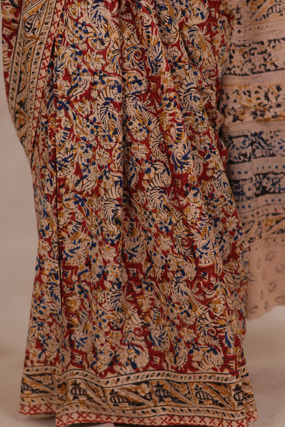 Hand Block Printed Kalamkari Cotton Saree