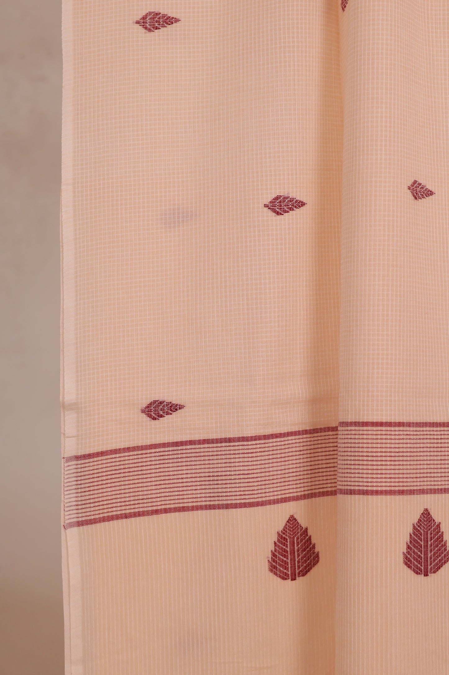 Pure Handwoven Jamdhani checks butta Malai Cotton Saree