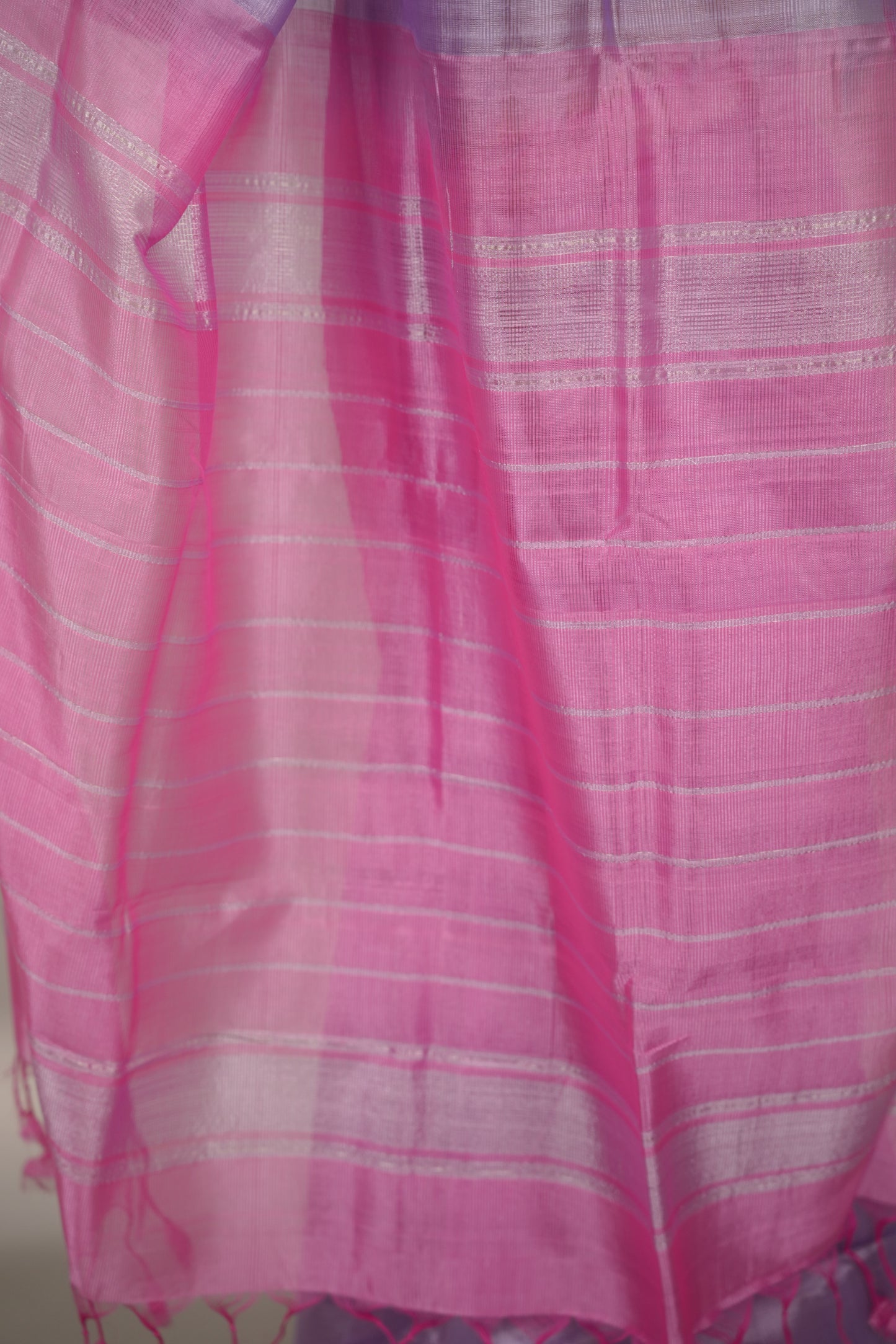 Lavender & Pink Handloom Mangalagiri Silk Saree| Looms & Tassels