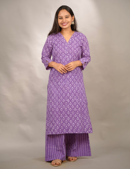 Lavender Pure Mul Cotton Co-ord Set (Set of 2) | Looms & Tassels