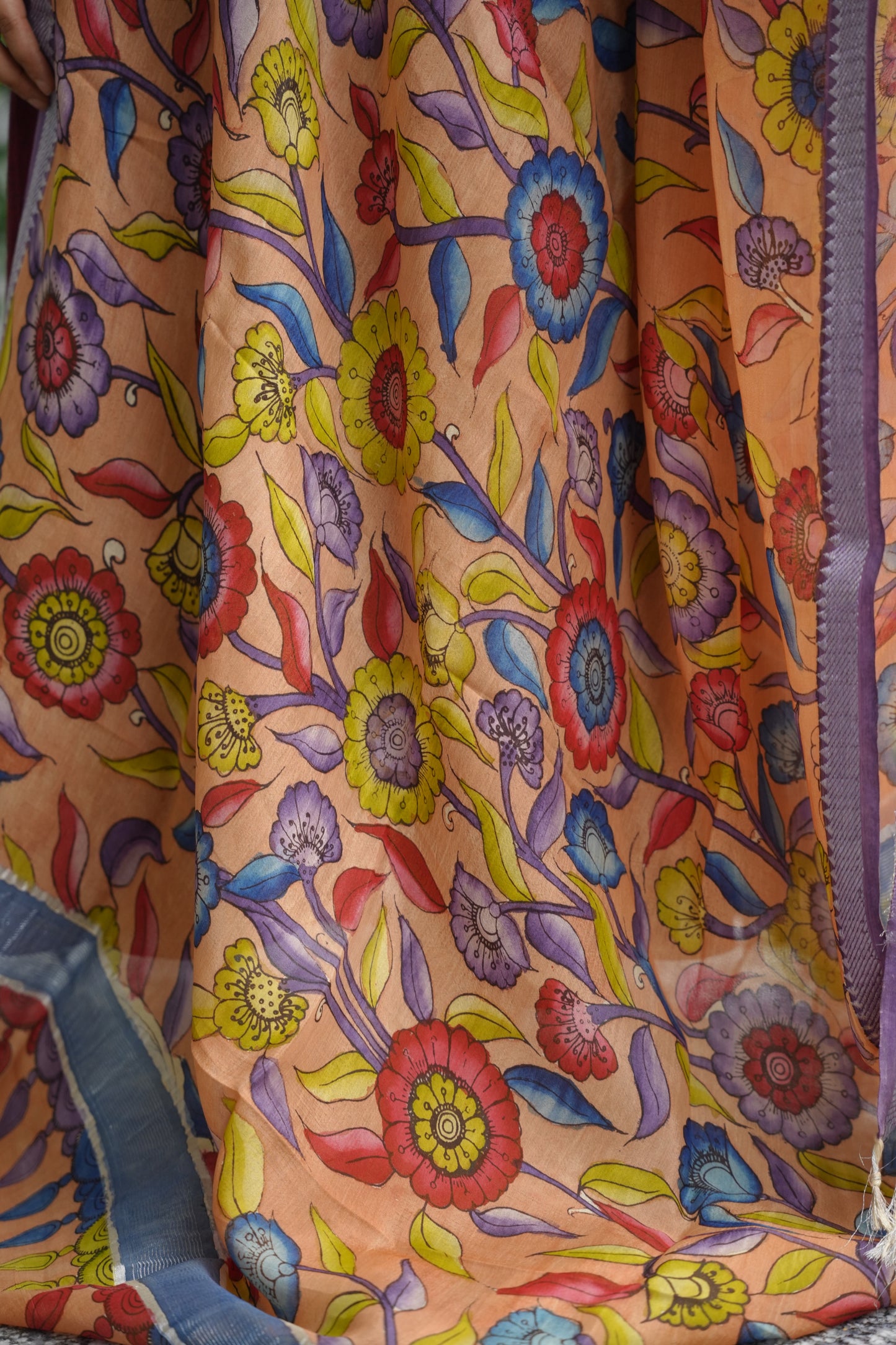 Pen Kalamkari Mangalagiri silk Dupatta
