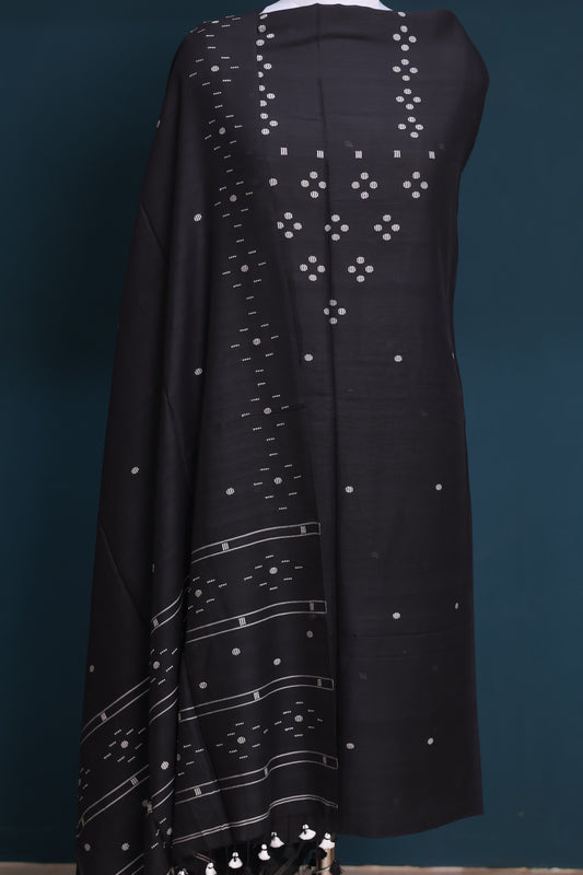 Black Handwoven weaving butta pure Malai cotton 2 piece suit sets