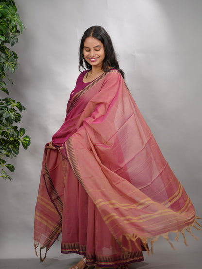 Duel shade Narayanpet Cotton Anarkali Dress with Narayanpet Dupatta | Looms & Tassels