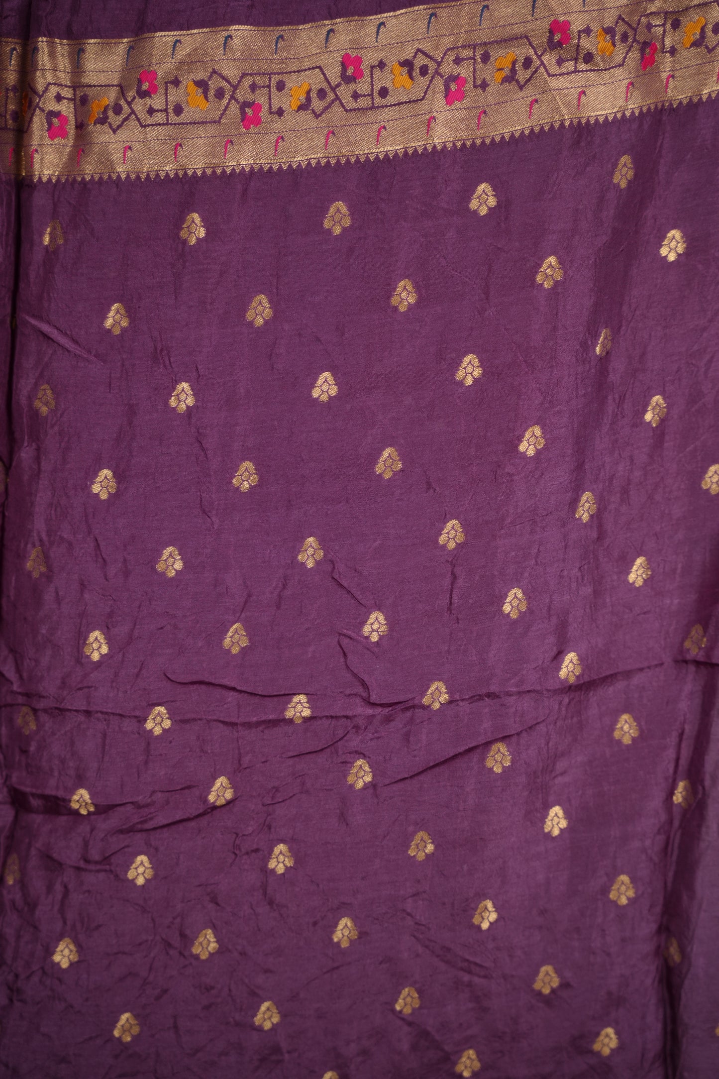 Purple Handcrafted Bandhani Paithani Dola Silk Saree | Looms & Tassels