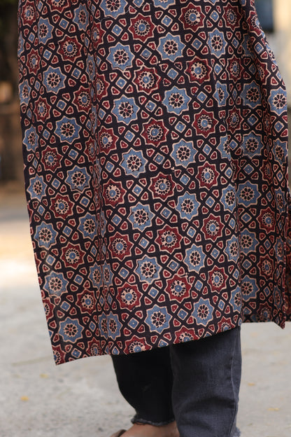 Ajrakh Hand Block Printed Kurti | Looms & Tassels