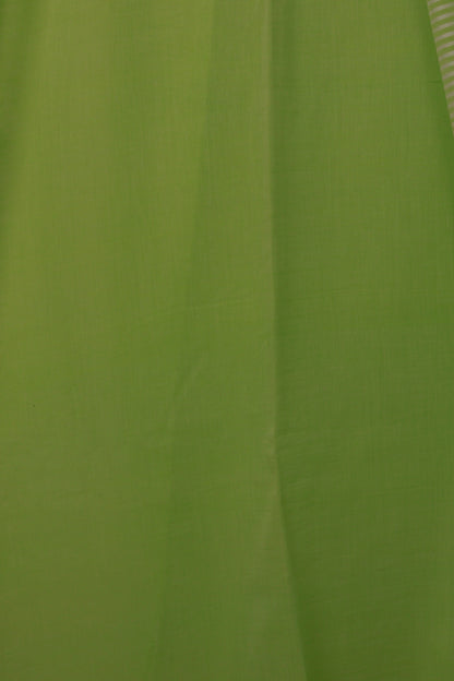 Green Pure Handwoven Malai Cotton Saree with Butta Weaving