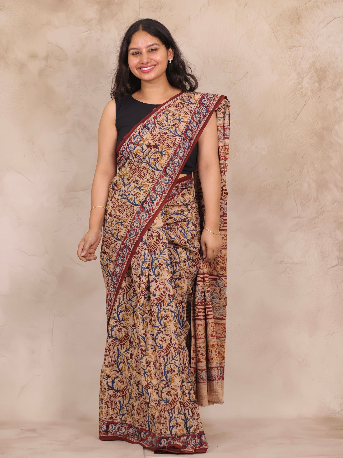 Hand Block Printed Kalamkari Cotton Saree