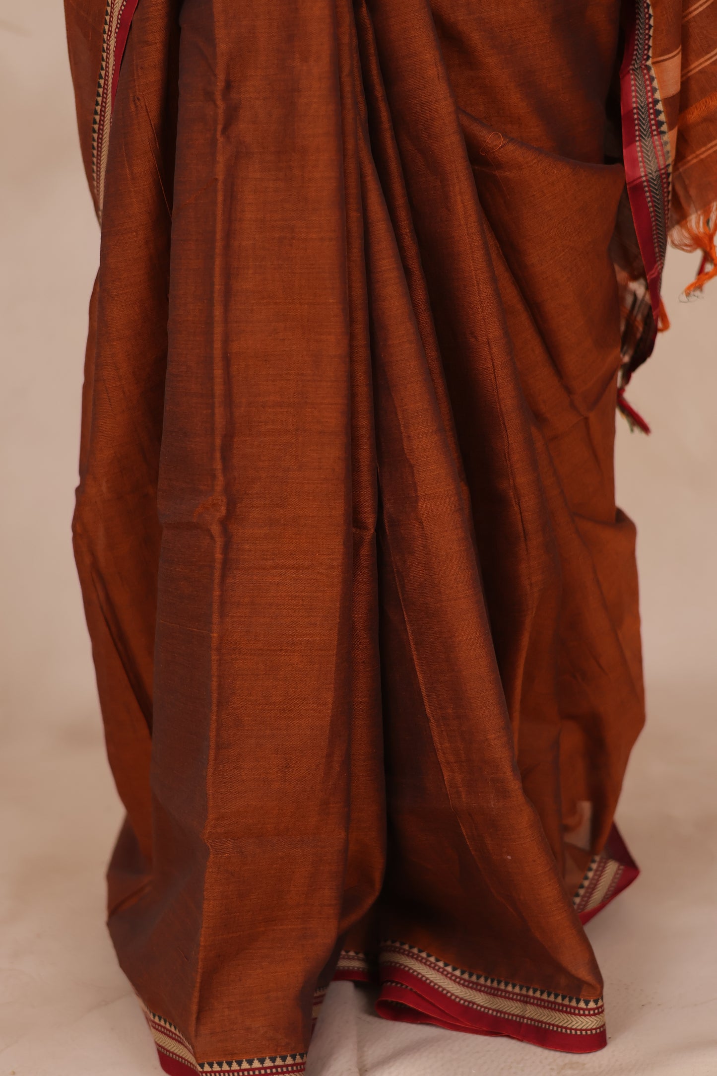 Brown Narayanpet Cotton Saree | Looms & Tassels