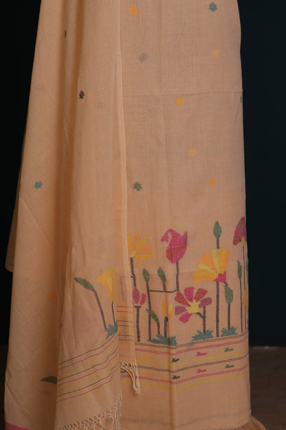 Handwoven Jamdhani pure Malai cotton 2 piece suit sets