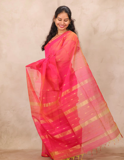 Dual Tone Handloom Maheswari Silk Cotton Sarees | Looms & Tassels