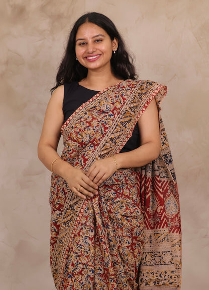 Hand Block Printed Kalamkari Cotton Saree