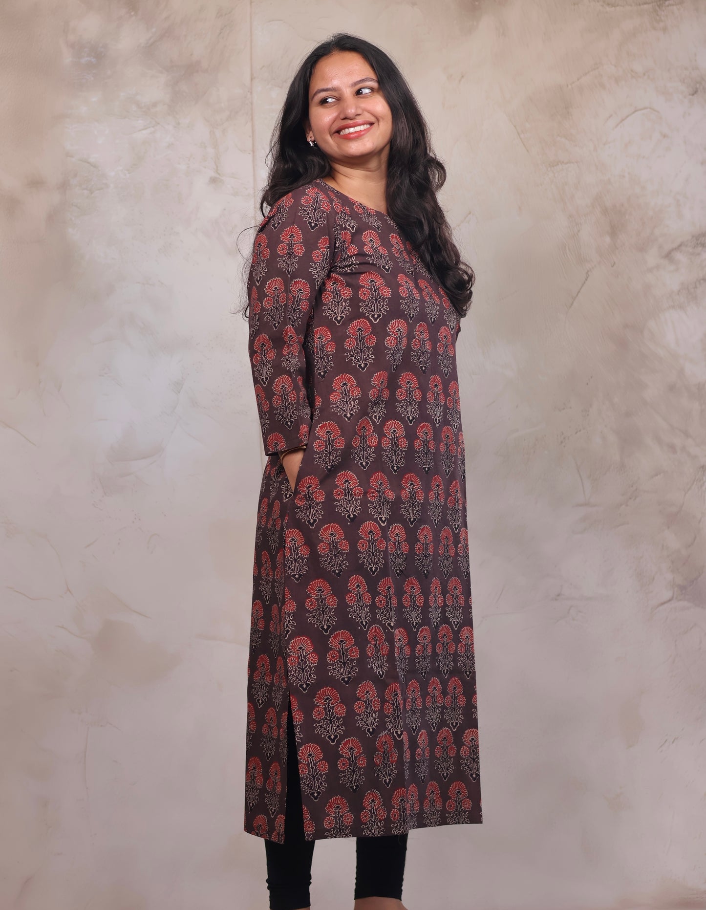 Ajrakh Hand Block Printed Kurti | Looms & Tassels
