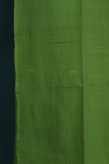 Olive Green Pure Handwoven Malai Cotton Saree with Butta Weaving