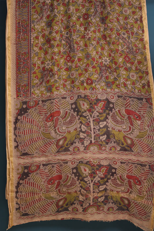 Kalamkari printed Kota Doriya Saree