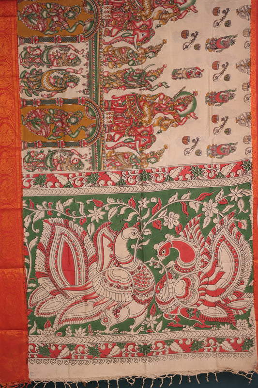 Kanchi Border Kalamkari Chennur Silk Saree