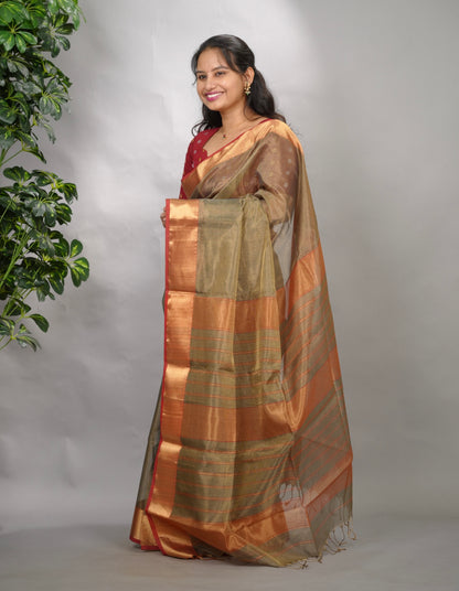 Checks Handloom Maheswari Tissue Silk Cotton Sarees | Looms & Tassels