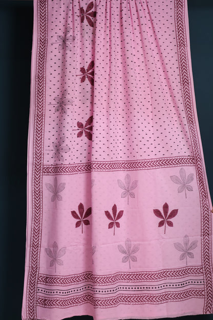 Bagru Handblock printed MulMul cotton saree