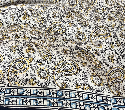 Hand block printed Kalamkari Silk Saree