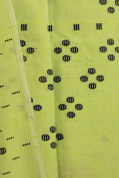 Pista Green Handwoven Jamdhani weaving pure Malai cotton 2 piece suit sets | Looms & Tassels