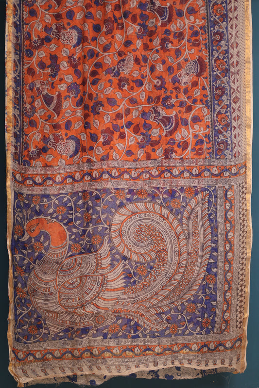 Kalamkari printed Kota Doriya Saree