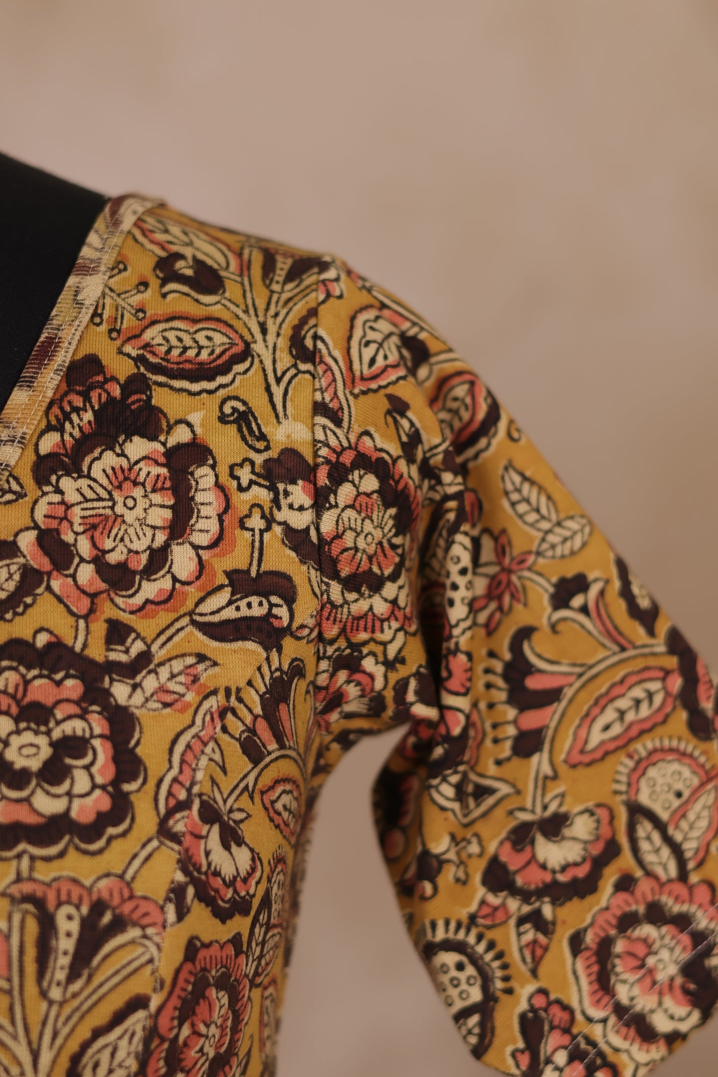 Stretchable Hand block printed kalamkari blouse
