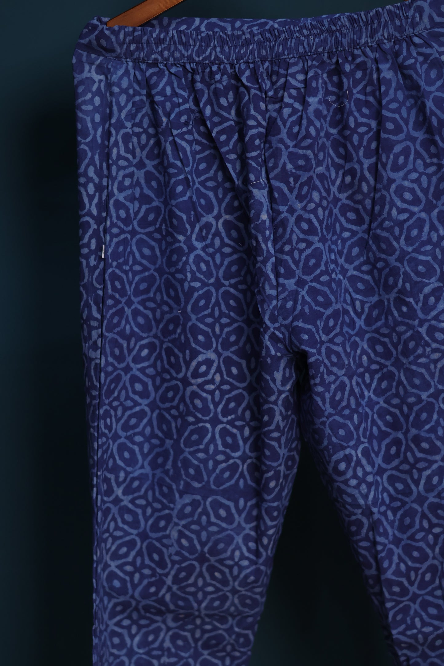 Indigo Handblock printed kota 3 piece suit (stitched)