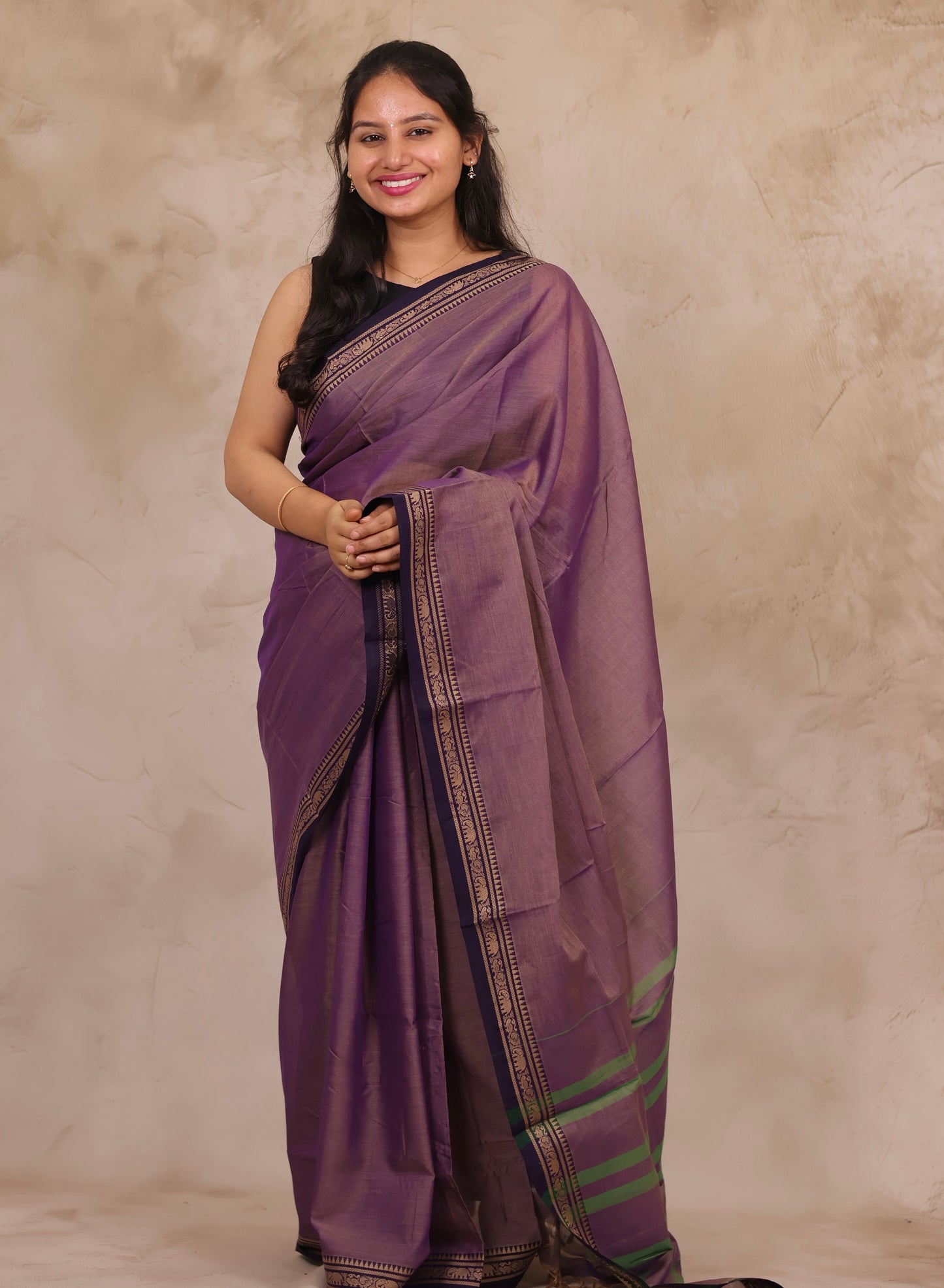 Lavender Narayanpet Cotton Saree | Looms & Tassels
