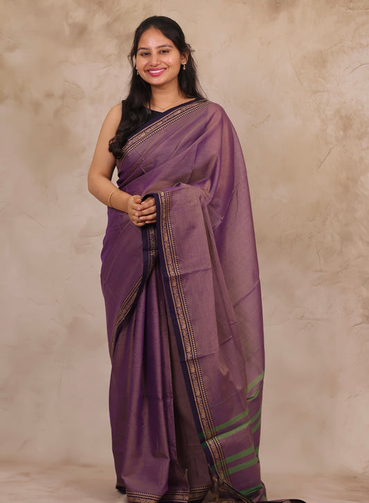 Lavender Narayanpet Cotton Saree | Looms & Tassels
