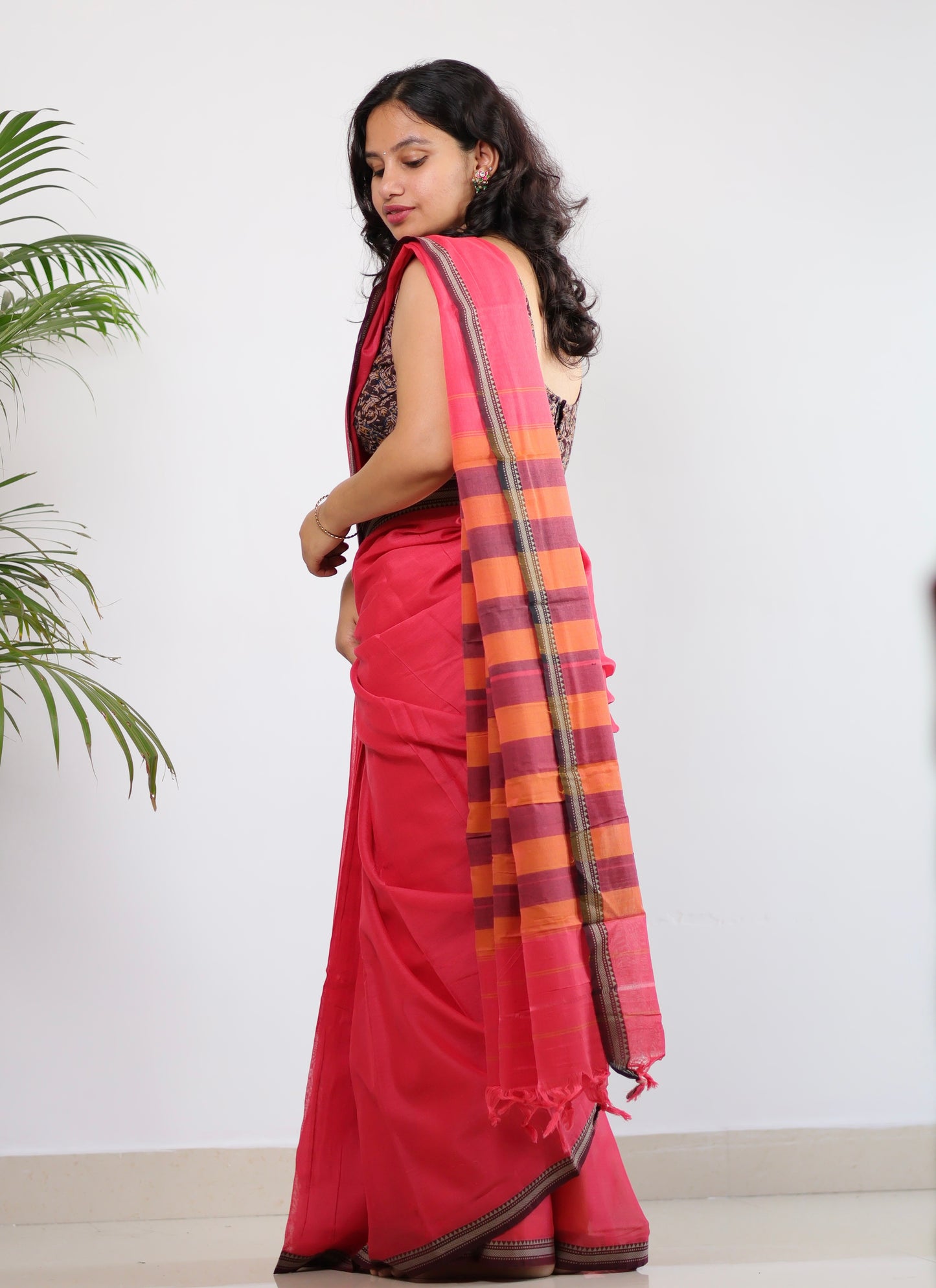 Pink Narayanpet Cotton Saree