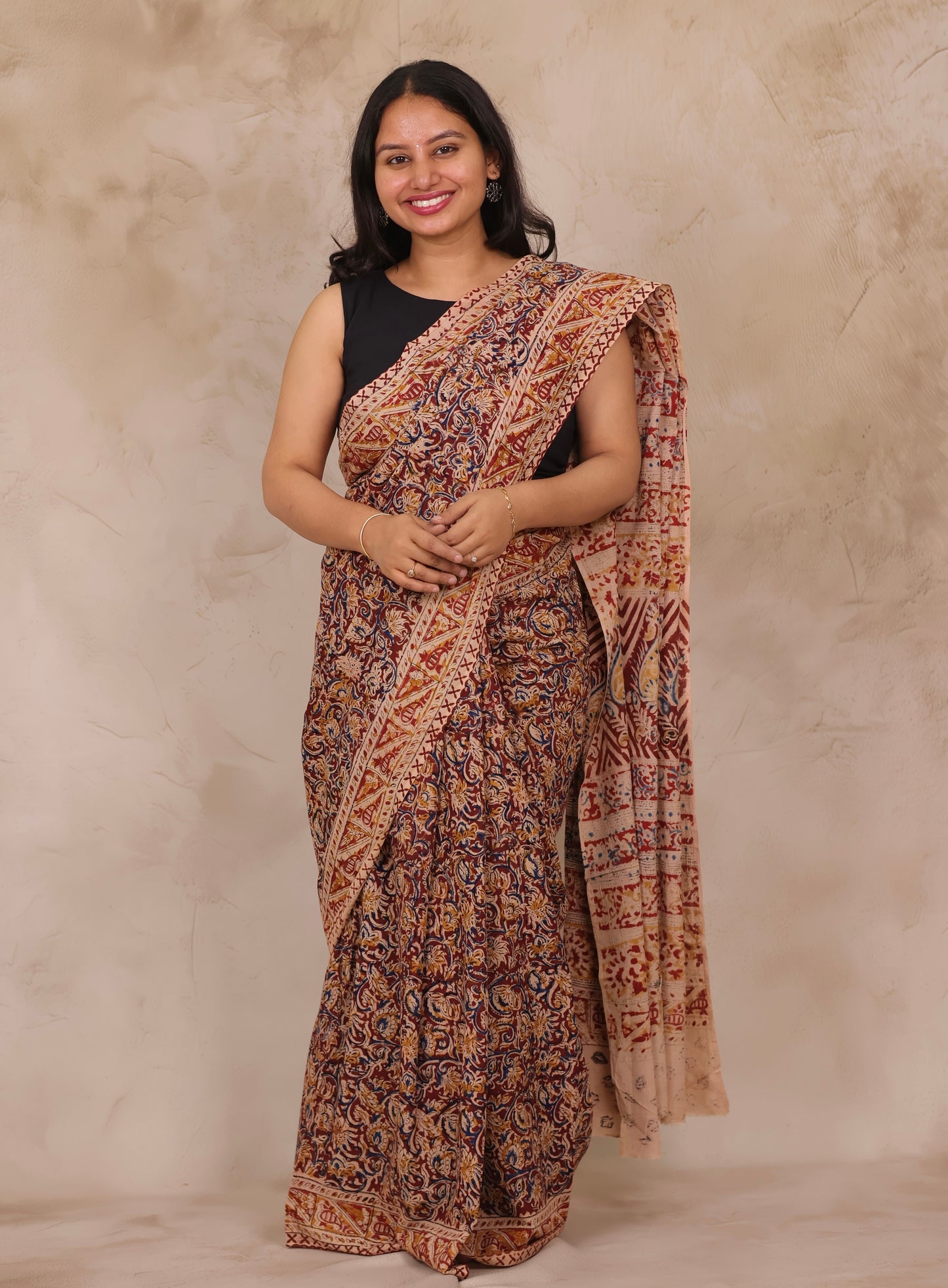 Hand Block Printed Kalamkari Cotton Saree
