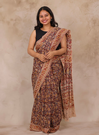 Hand Block Printed Kalamkari Cotton Saree