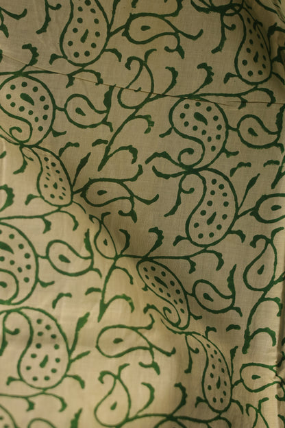 Yellow Bagru Handblock printed MulMul cotton saree