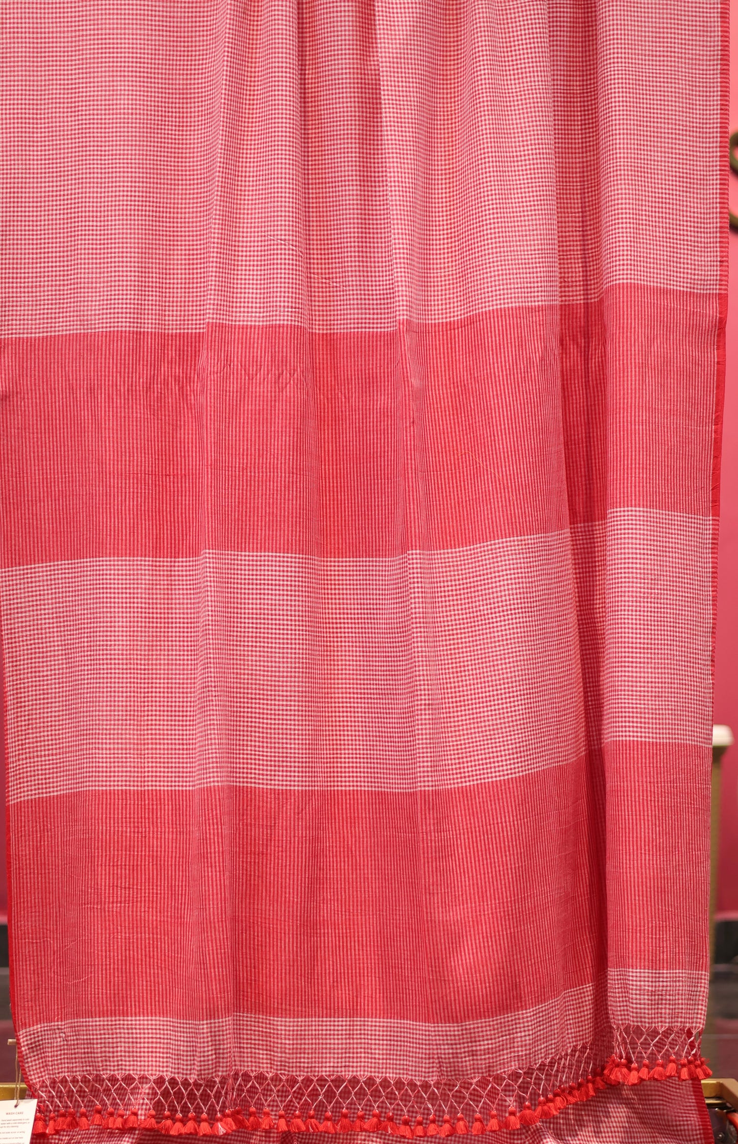 Checks Pure Handwoven Malai Cotton Saree