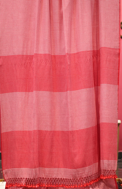 Checks Pure Handwoven Malai Cotton Saree
