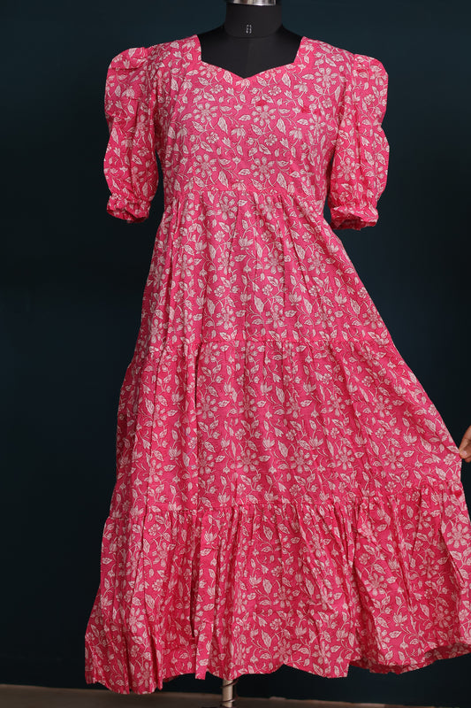 Pink Bagru pure cotton frock