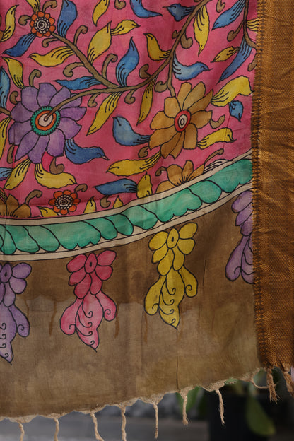 Pen Kalamkari chennur silk duppata