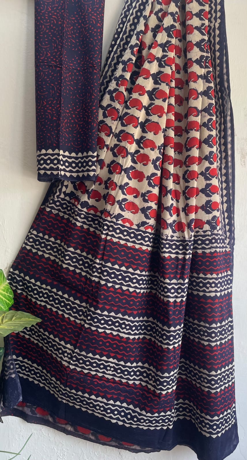 Bagru Handblock printed MulMul cotton saree