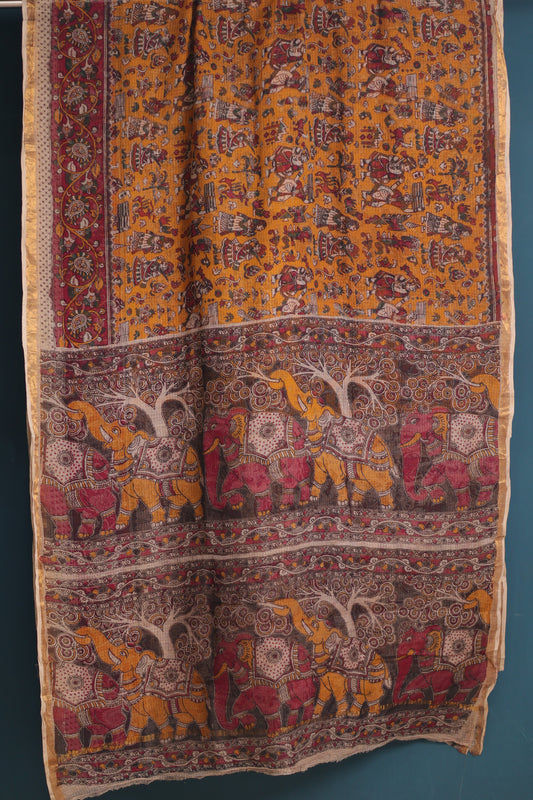 Kalamkari printed Kota Doriya Saree