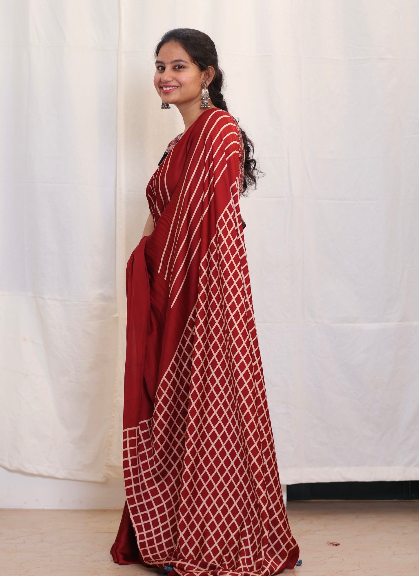 Ajrakh Modal Silk Saree