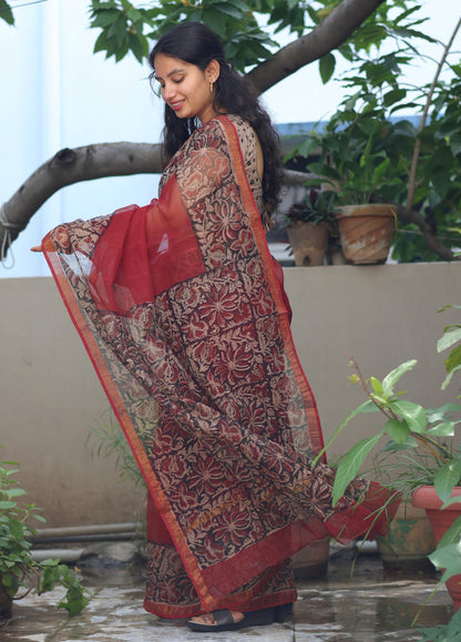Bagru Hand block printed Kota Doriya Saree